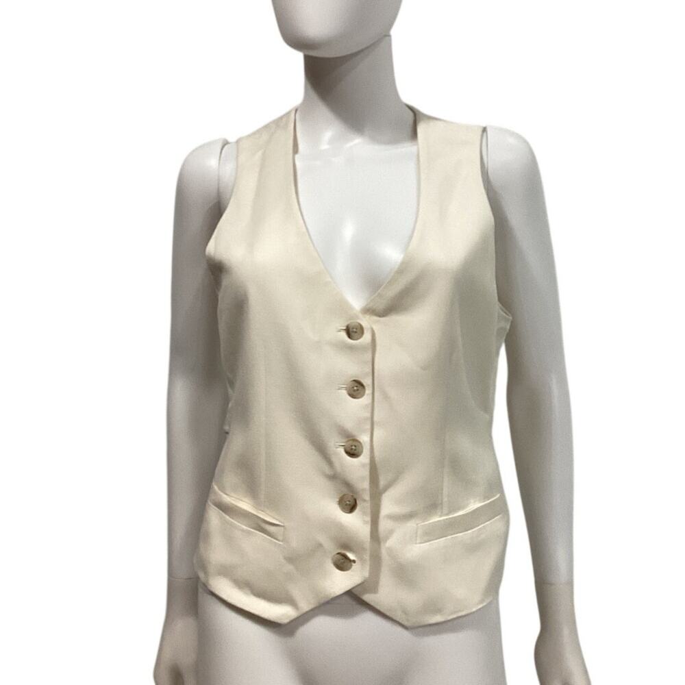 J.Crew Slim-Fit Soft Ivory Drapey Twill Collection Vest Size 8 - Picture 2 of 4